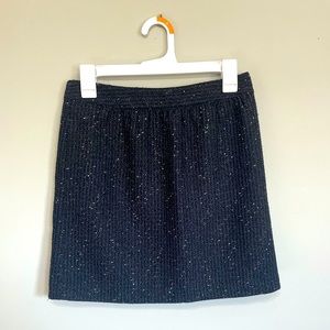 NWOT Ann Taylor LOFT Black/Midnight Blue Tweed Sequin Mini A-Line Skirt